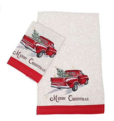 Manor Luxe Merry Christmas Truck Towels Decorative, 14 X 22 0