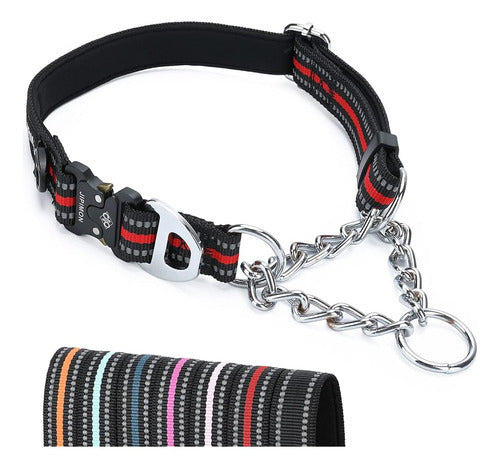 Jipimon Martingale Collar for Dogs, Reflective Stainless Steel Chain 0