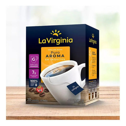 La Virginia Cafe En Saquitos Puro Aroma X20 Unid - Pack X10 2