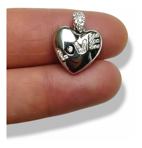 Altri Platería Dije Corazón: Love Engraving with Cubic Stone, 925 Silver 0