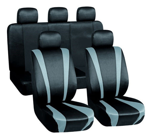 Juego De Fundas Cubre Asiento Color Negro Y Gris 0