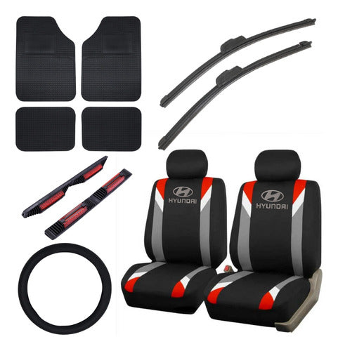 BestCar Cubreasiento Tela Rojo Hyundai + Juego Alfombras + Regalos 0