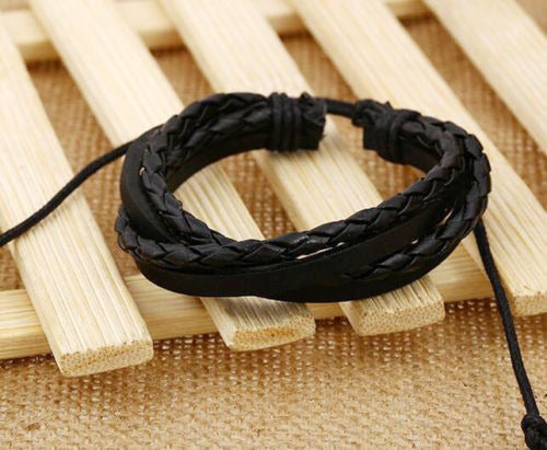 Moda Joyas Unisex Pulsera Lindo Simple Cuero Correa Pulsera 0