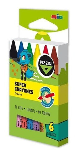 Crayones De Colores Pizzini Super Mio X 6 Crayon De Cera 0