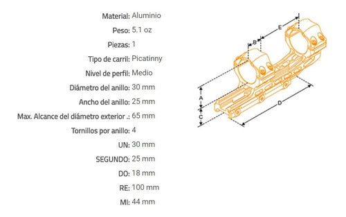 Montaje Integral Anillas Utg 30mm Medio 34mm Weaver Air3183. 1
