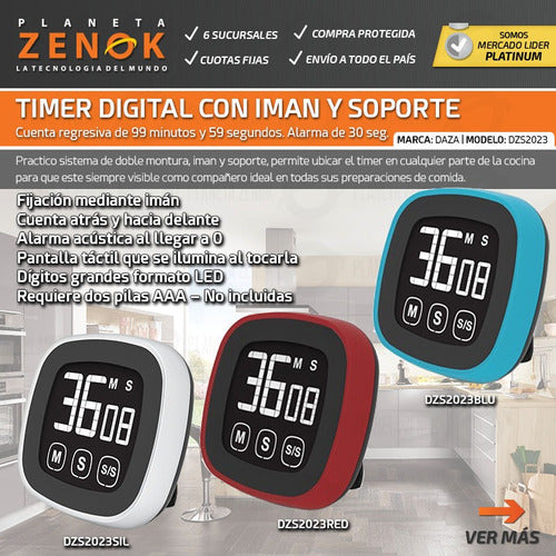 Daza Timer Digital Cocina Temporizador Cuenta Regresiva Numeros 1