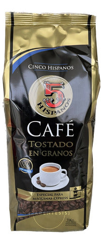 5 Hispanos Combo Café En Grano Tostado 3kg Expresso Pack 4