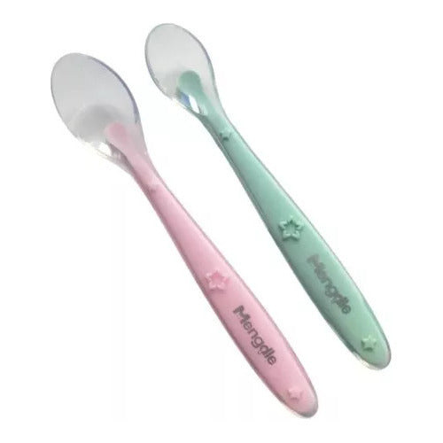 Mengdle Baby Silicone Soft Long Spoon Set - 2 Soft Baby Spoons 0