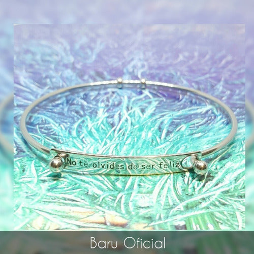 Barú Pulsera Esclava De Acero Frase No Te Olvides De Ser Feliz 1