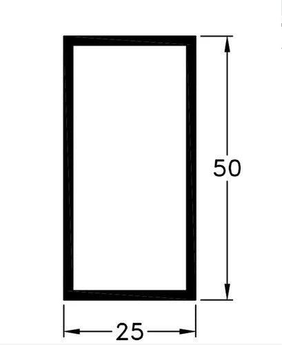 Perfil De Aluminio Tubo Rect 50x25mm Blanco - Largo X 2 Mts 1