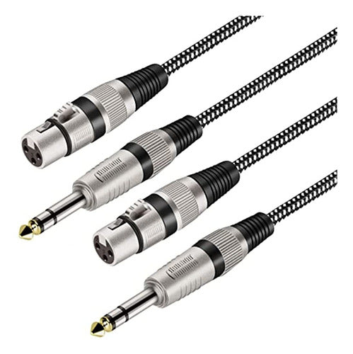 KINXIYU Cables XLR Hembra A TRS De 1/4 De Pulgada 3 Ft/Paquete De 2 0