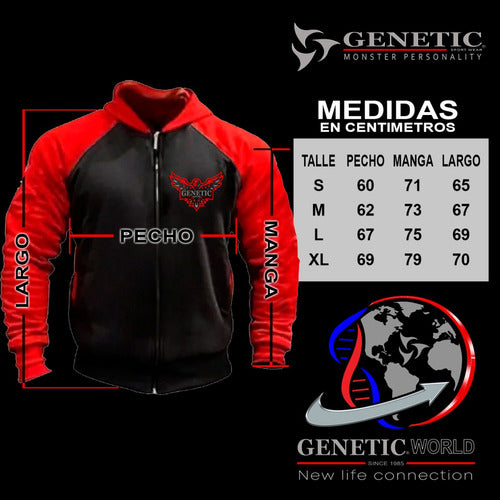 Genetic N° 1 Campera Algodón Friza Capucha 2 Tonos Animal 2