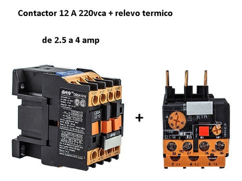 BAW Tripolar Contactor + Thermal Relay 12A 220V 2.5-4A 1NA 0