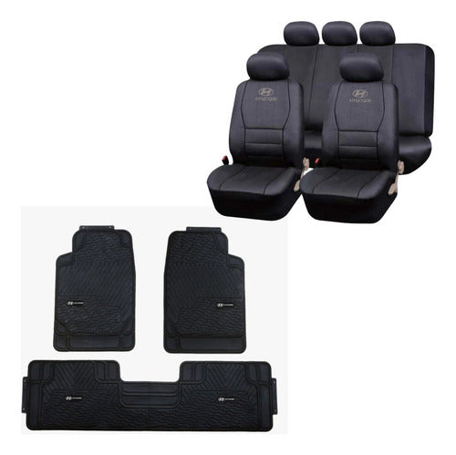 Hyundai Eco-Leather Seat Cover + Logo Mat Set 0