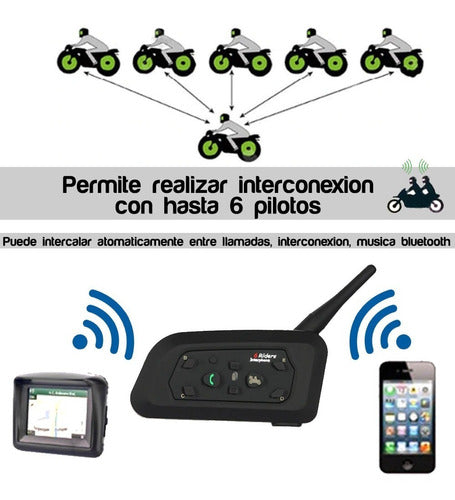 Intercomunicador Bluetooth Casco Moto V6 1200 Mts Todomicro 2