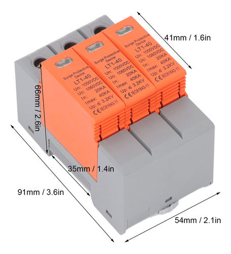 Protetor De Sobretensão 3p Fotovoltaico De 35 Mm Para Montag 6