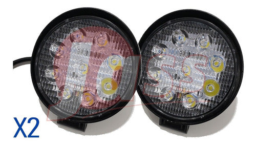 Set of 2 Round 9 LED 27W Auxiliary LED Lights for Agro Moto 4x4 1