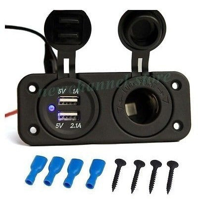 Coche Mechero Socket Splitter 12v 2port Usb Cargador Adaptad 0