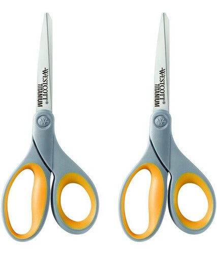 Westcott 8-Inch Office Scissors, Titanium, 2 Pack 0