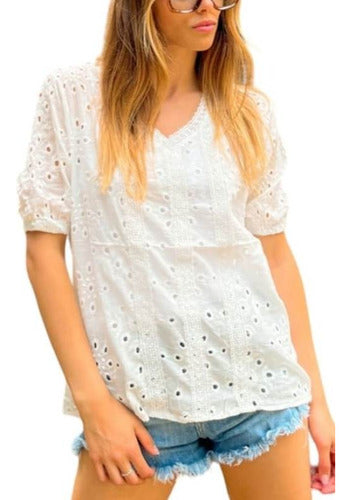 Lala Kohan Blusa Remera Broderie Mujer Primavera Verano 0