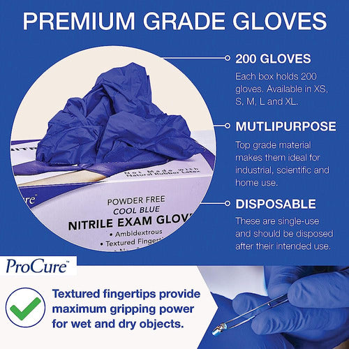 ProCure Exam Medical Disposable Nitrile Gloves Large, 400 Count 1