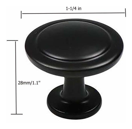 LICTOP 25 Pack Flat Black Cabinet Hardware Round Knob 1-1/4 In (32 Mm) Diameter Zinc Alloy Cabinet Drawer Knobs For Home & Kitchen 1