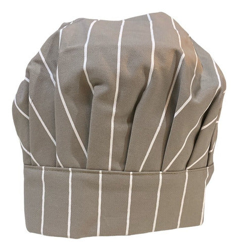 Striped Gabardine Kitchen Apron with Chef Hat and Oven Mitt 1