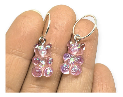 ByMariana 925 Silver Earrings Cute Yummi Bear Violet 2