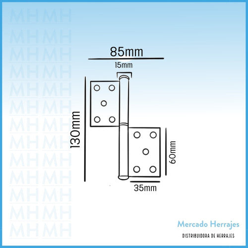 Bisagra Ficha Para Carpintero Des. 2x5x1,5 Hierro Pulido 1