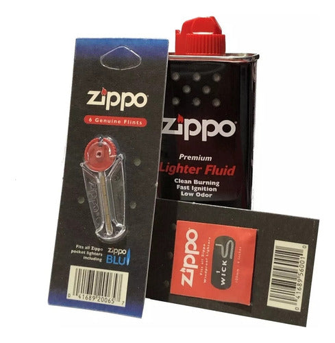 Zippo Combo Bencina 1 Mecha + 6 Piedras + 1 Fluido X 125ml Orig 0