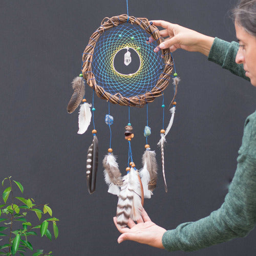 Personalizable Native Dreamcatcher with Natural Feathers and Gemstones 1