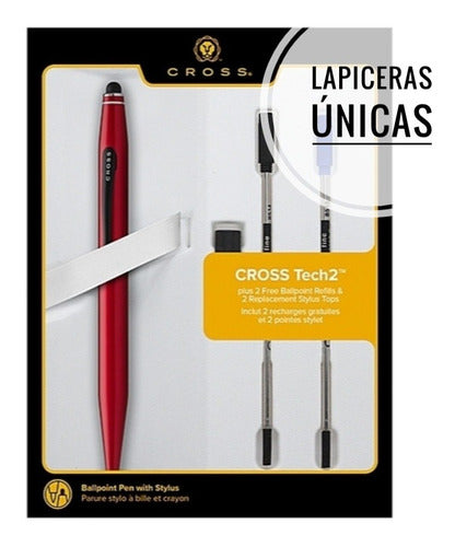 Cross Tech 2 Red Pen Gift Set +2 Black Ink Refills 0