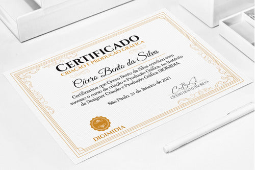 Impressão De Certificado Ou Diploma A4 Papel Vergê 180g 03un 1