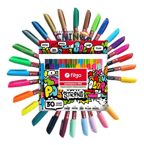 Filgo Permanent Marker Strong 040 Fine 1mm x 30 Colors 0