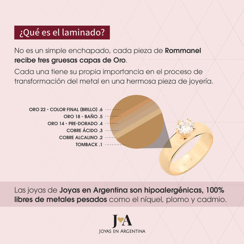 Rommanel Anillo Oro 18k Laminado Alianza Lisa Compromiso 4