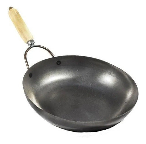 Professional Gastronomic Iron Wok with Reinforced Handle 0