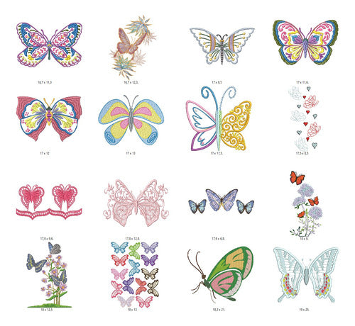 60 Embroidery Machine Matrices for Large Butterflies 2