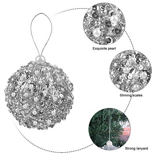 Zhanyigy Silver Christmas Ball Ornaments - Pack of 4 5