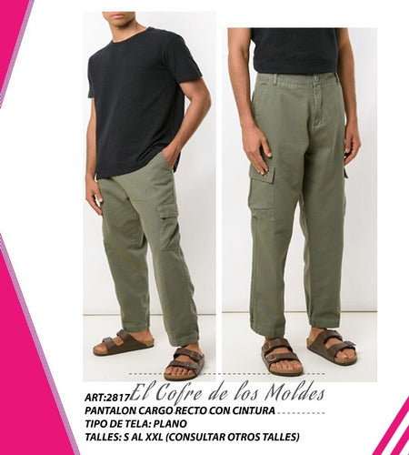 Molde Digital Pantalon Cargo Hombre, Pack Talles S Al Xxl 1