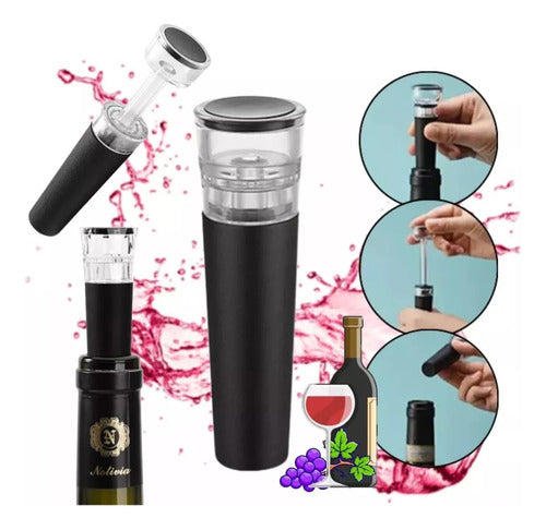 Combo Decantador Oxigenador + Tapón De Silicona Para Vino 1