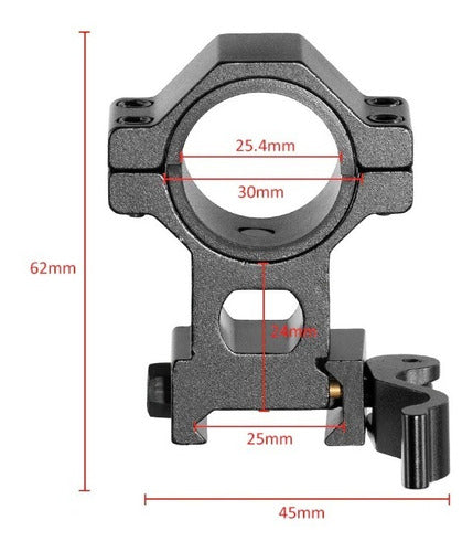 Hunterman Anillas Montaje Mira Telescópica Altura Media Quita Y Pon 0
