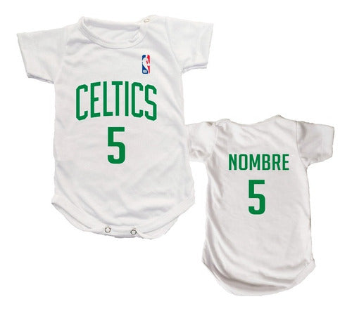 ILLA INTI Body Bebe Camiseta Boston Celtics Basquet Nombre A Pedido 0