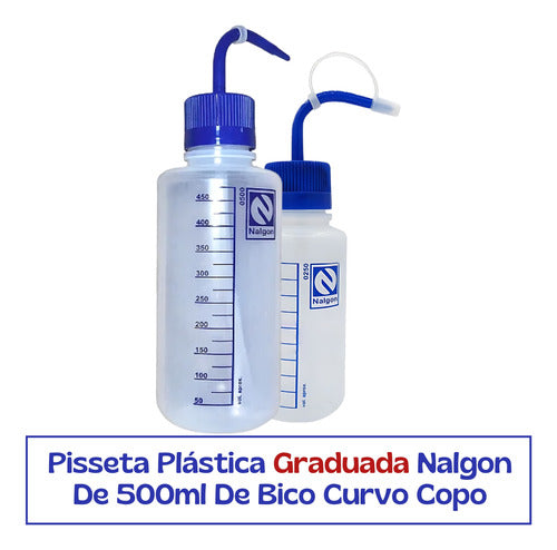 Pisseta Plástica Graduada Nalgon De 500ml De Bico Curvo Copo 2