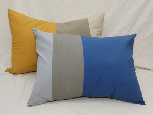 Set of 3 Striped Tussor Cushion Covers 50 x 70 2