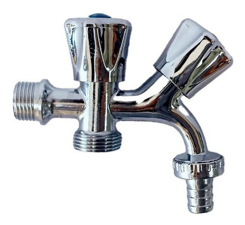 Gloss Double Metal Faucet for Washing Machines 1/2 and 3/4 0