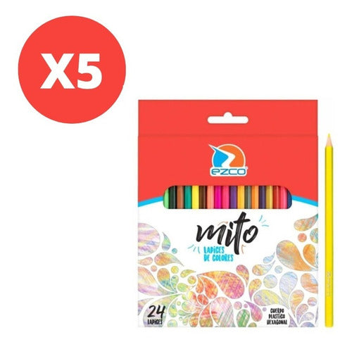 Lapices Ezco Mito X24 Colores Largos X5 Unidades 1