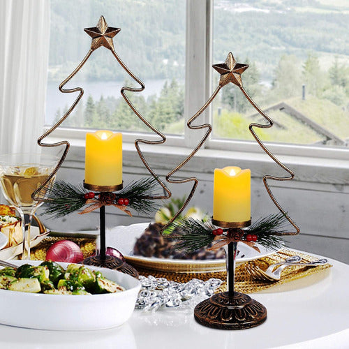 Candelabro Navideño Luces Batería 40cm Pack X 2 Unidades 4