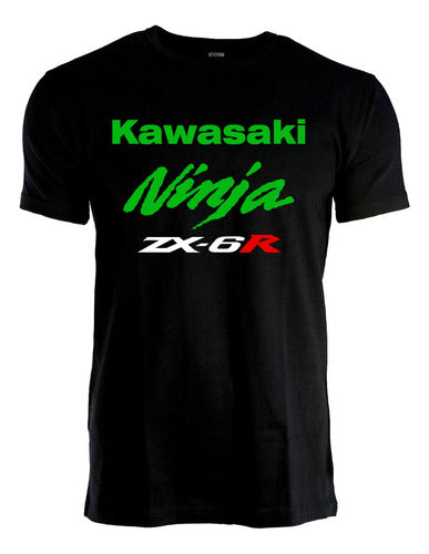 Storm Kawasaki Ninja 636 ZX6 R Model 4 Combed Cotton T-Shirt 0