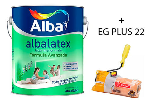 Albalatex White Matte Latex Paint 20L + EG Plus 22cm Roller 0