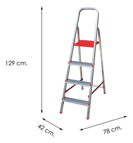 Lüsqtoff Escalera Hogareña Aluminio Plegable Tijera 4 Escalones 1